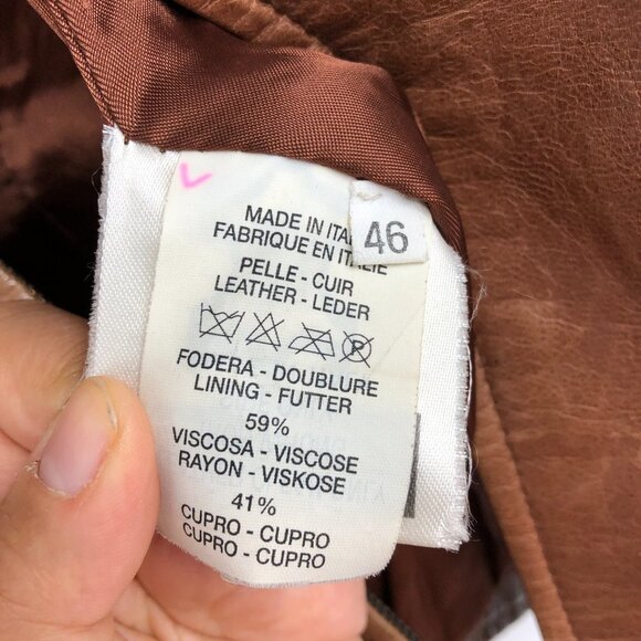 JOOP! Vintage European  warm Tan Brown Full Zip Leather Jacket - Picture 5 of 16